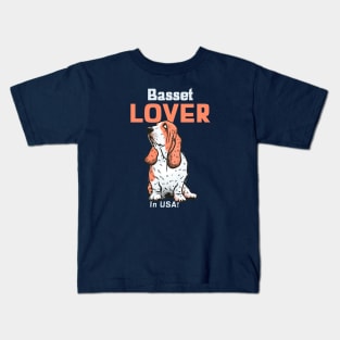 Basset Hound Lover In USA Kids T-Shirt